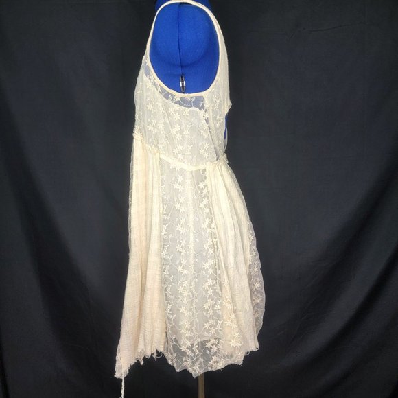 Free People Like a Virgin Lace Gauze Boho Mini Dress Size Small - Picture 5 of 9